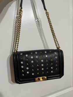 Rebecca Minkoff Embellished Love Crossbody Bag Crystals and Studs