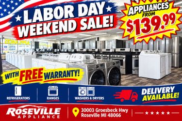Washer dryer stove or fridge with warranty