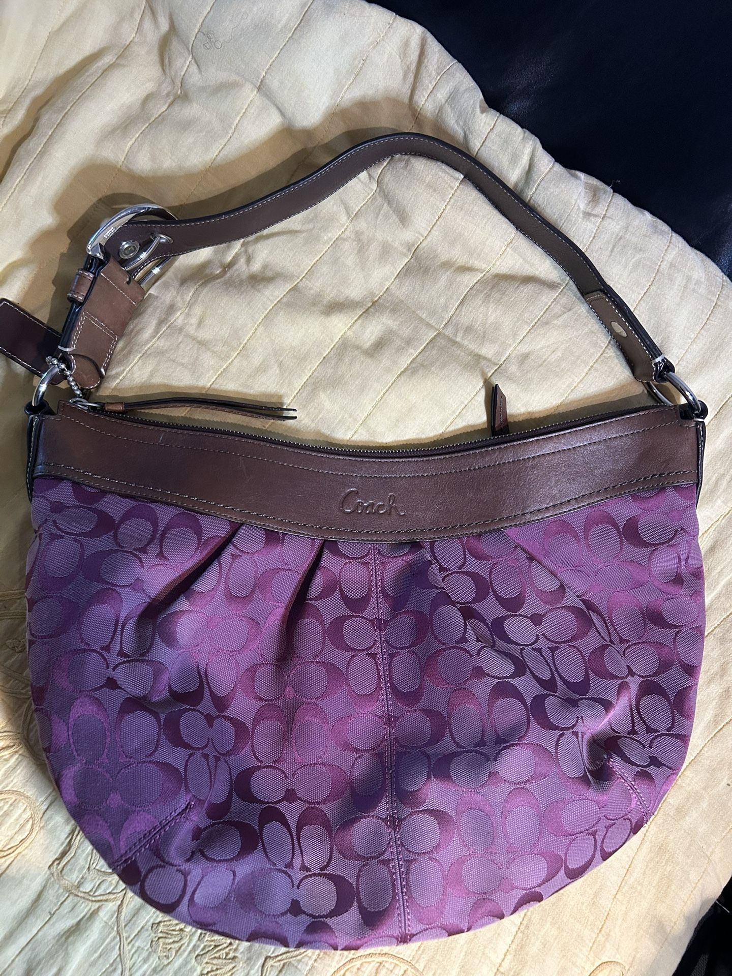 Coach Signature Hobo Shoulder Bag – Magenta & Brown