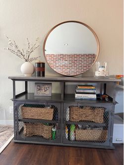 Industrial Metal Sideboard with Mesh Doors