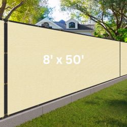 8 x 50 FT Beige Fence Privacy Screen - Commercial Grade Heavy-Duty
