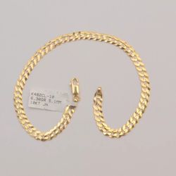 Gold chain 10k solid yellow cuban curb link chain anklet bracelet 10 inch 5.0 mm
