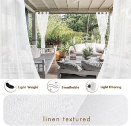 Semi Voile White Sheer Outdoor Curtains 3 Panels