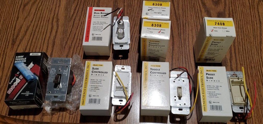 Unenco Dimmer Switches Ivory,White 9 Total New In Boxes