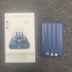 10000mah Magnetic Portable Power Bank With Build In Cable 