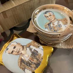 4 Saucer And One Box Antique  PahlaviSaucers