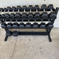 5-50lbs Dumbbells w/Rack 