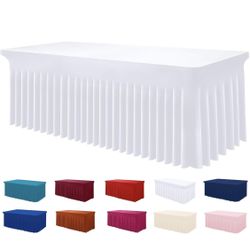 Smiry Spandex Tablecloth, Elastic Fitted Stretch Tablecloth for 4FT Rectangle Tables, Waterproof Washable Table Cover Skirt for Outdoor, Wedding, Banq