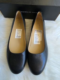 NAT Naturalizer Maxwell Ballet Flat Shoes (Black Leather) Size 9.0 W