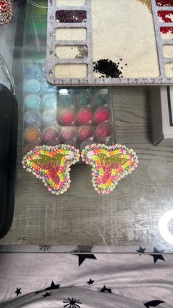 Neon hummingbird clip on earrings