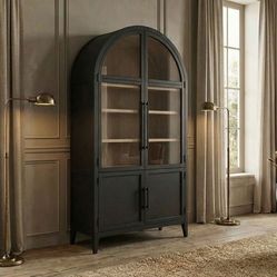 ARCHED CANINET BLACK , NATURAL OR OAK (F8029) $999 DELIVER AVAILABLE