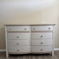 8-Drawer Solid Wood Dresser – Dusty Gray & Whitewashed Wood