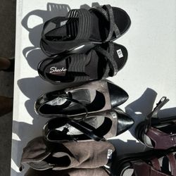 Assorted Women’s Shoes And Kids Shoes, Two Pairs Of Softball Cleats shoes have prices most of the kid shoes are $.50