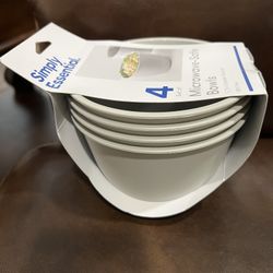 Simply Essentiai.. 4 Set of Microwave-Safe Bowls 5.75 in Diameter (14.6 cm) BPA Free