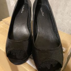 Black Calvin Klein Open Toes Heels Size 8
