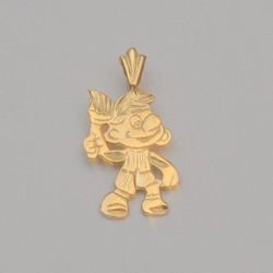 14K Yellow Gold Smurf Character Pendant 22.2mm x 10.9mm 1.1g Cartoon Charm