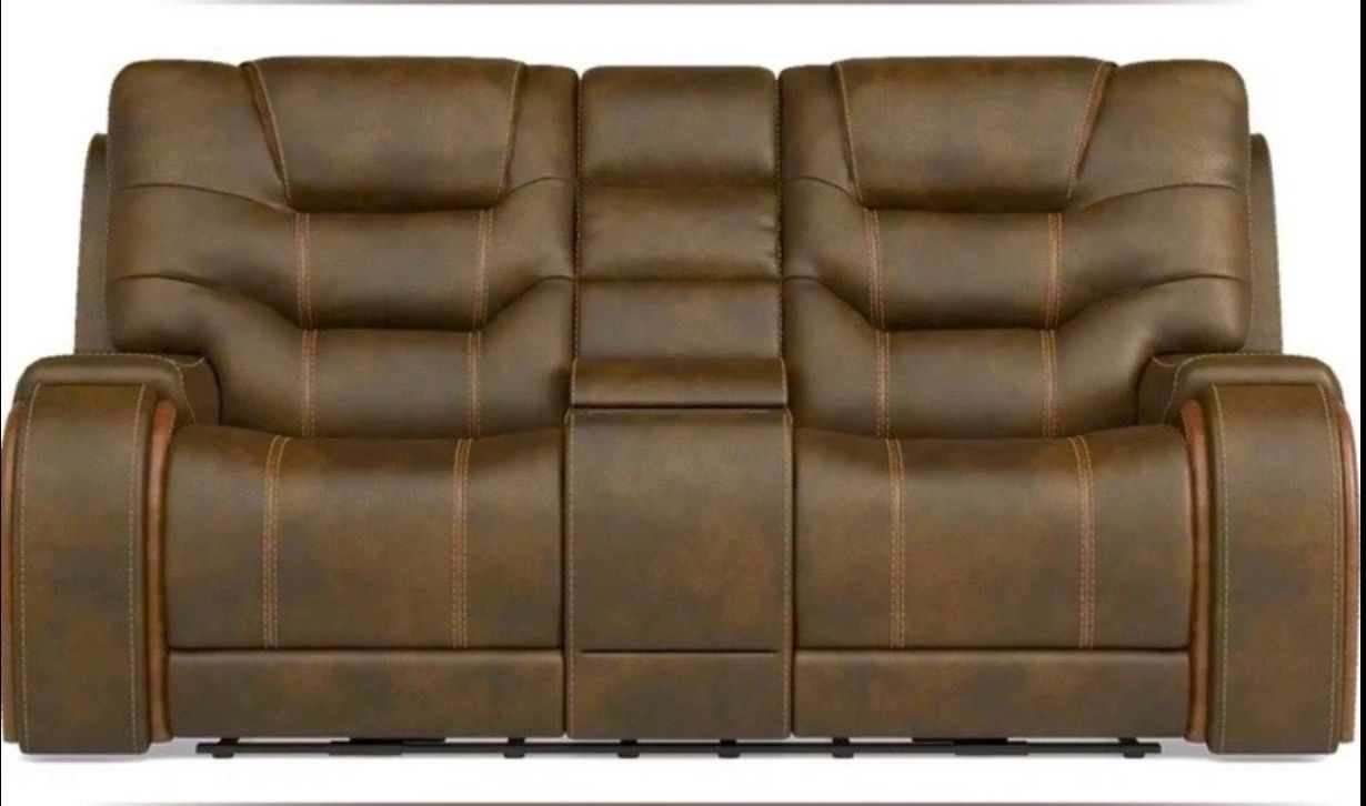 Laredo Springs Luxurious Contemporary Microfiber Dual Power Loveseat Recliner