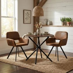 Fontana 3 Piece Brown Dining Table Set with 2 California Upholstered Chairs