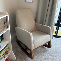 Beige & Walnut Rocking Chair 