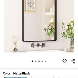 Keonjinn Black Bathroom Mirror, 20 x 30 Inch Rounded Rectangle Sandblasted Finish Bathroom Mirrors for Over Sink, Matte Black Farmhouse Mirror with Se