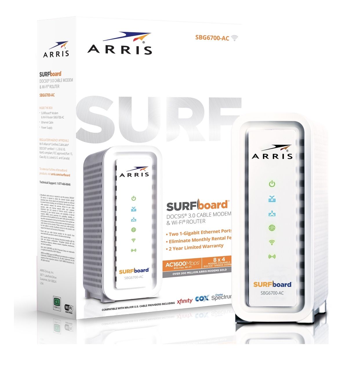 ARRIS SURFboard SBG6700AC DOCSIS 3.0 Cable Modem with AC1600 WiFi Router: