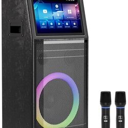 Karaoke Machine for Adults, with Lyrics Display, Smart Portable Big Bluetooth Speaker 2 Wireless Microphones, Professional Karaoke System 1000W Peak P