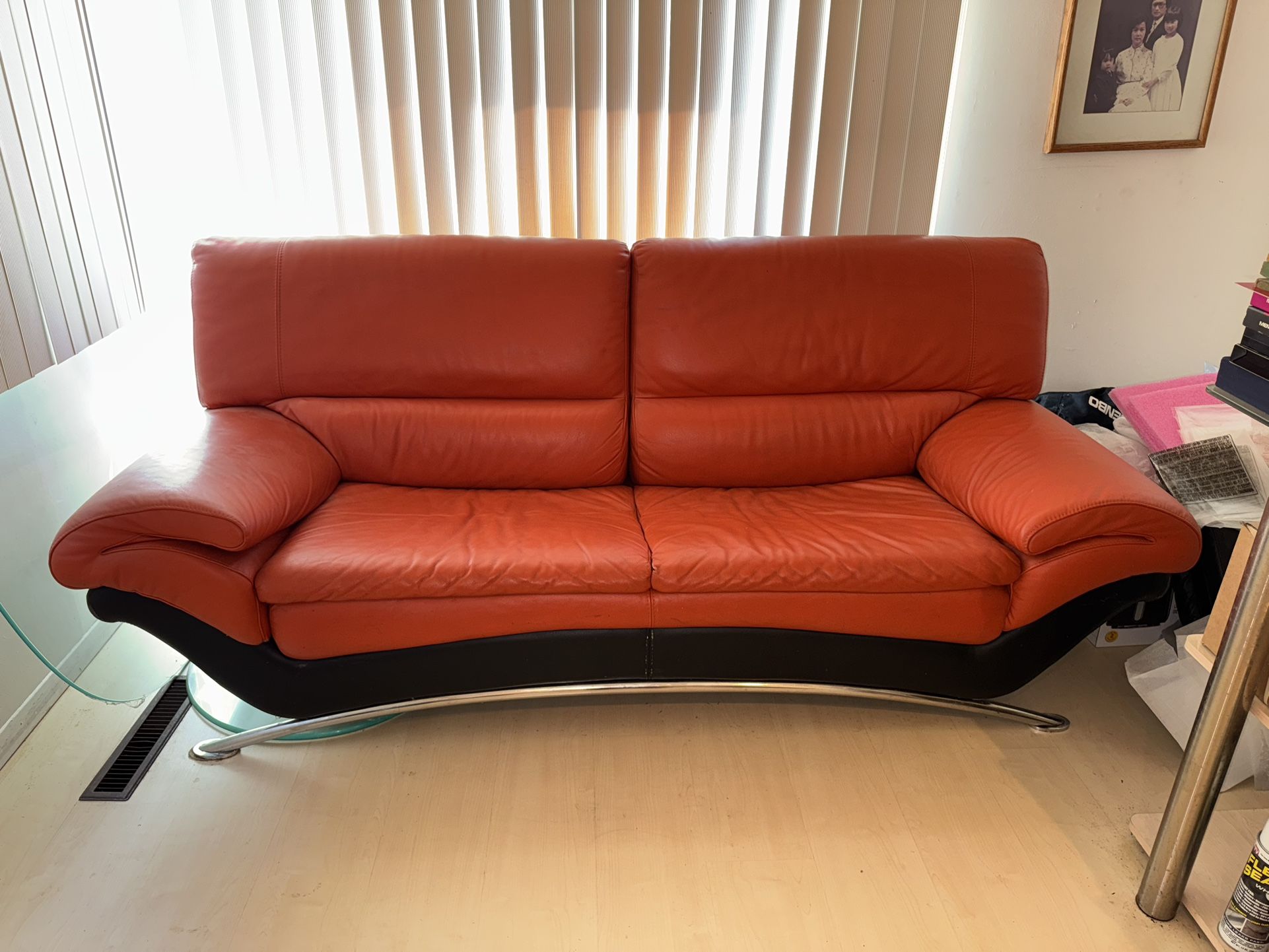 Red Leather Couch Sofa