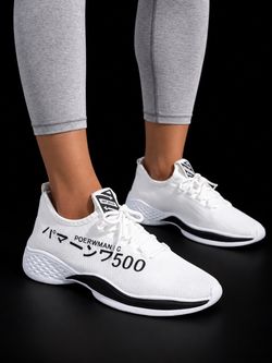 New Womenās Poerwman 500 White Knit Sneakers, 10