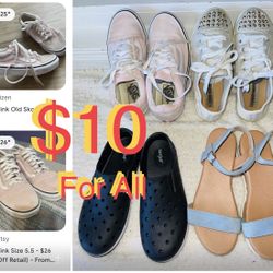 $10 For All Bundle of girls Shoes Vans, Steve Madden,Cat & Jack ,lucky Top size 3 &3.5