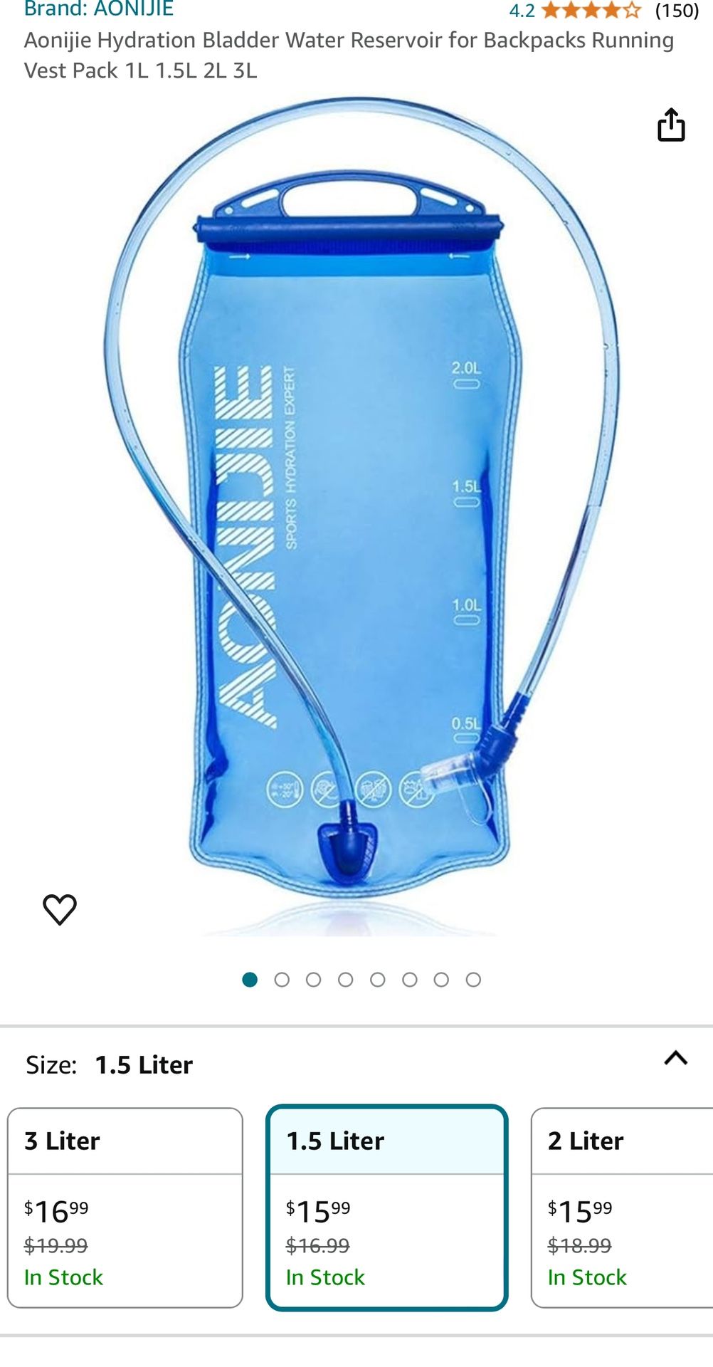 1.5L Hydration Bladder Water Reservoir for Backpacks Running Vest Pack