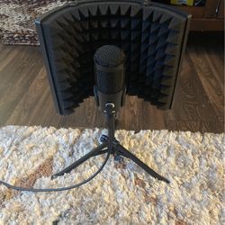 Riworal Studio Microphone With Isolation Shield And Pop Filter Metal Tripod Stand 