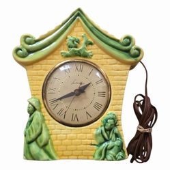 Antique Lanshire Self Starting Glazed Ceramic Mantle Clock