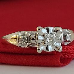 ❤️14k Size 6.75 Vintage Solid Yellow Gold Genuine Diamond Art Deco Ring!/ Anillo de Oro con Diamantes Genuinos!👌🎁Post Tags: 10k 14k