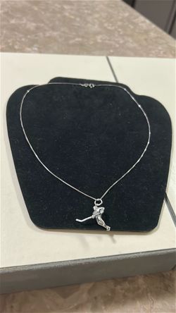 925 Sterling Silver Ice Hockey Player Pendant Necklace 3D Sports Charm