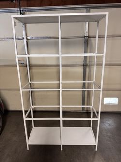 IKEA-VITTSJÖ Shelf unit, white/glass