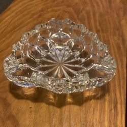 Crystal Vintage Hollywood Regency Style Ashtray Or Trinket Holder
