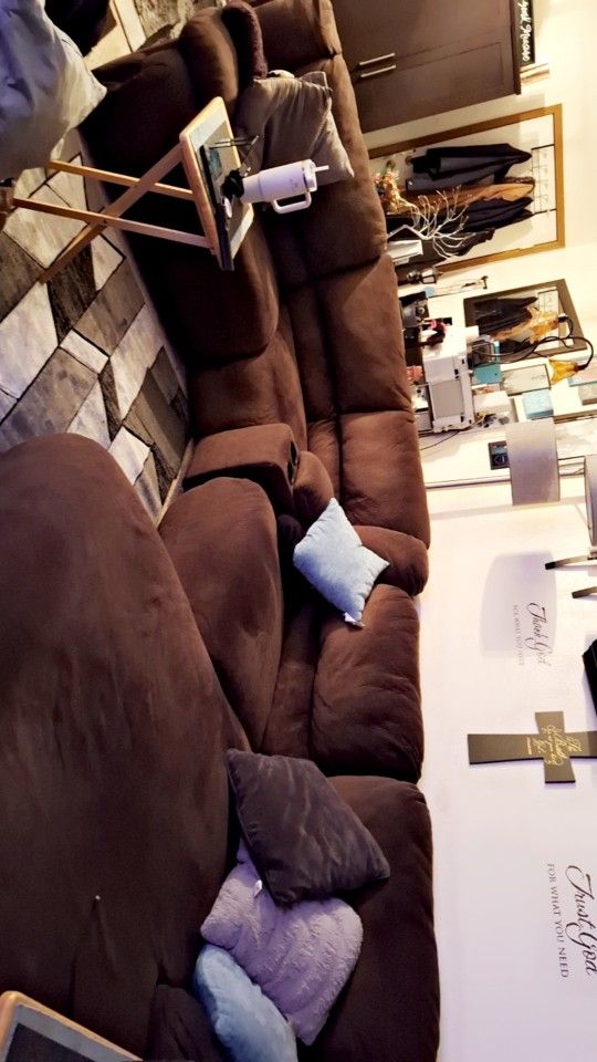 Brown Power Recliner Sectional