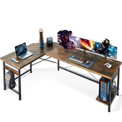 Two 66" L Shaped Gaming Computer Desks + Free Rubber Computer Chair Mat!