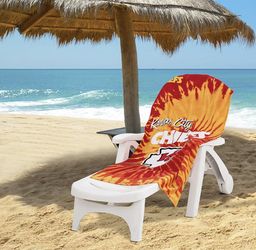 Kansas City Chiefs NFL Psychedelic Colors Orange Red Large Beach Towel