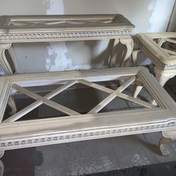 Coffee table sofa table and End table Solid wood carved legs