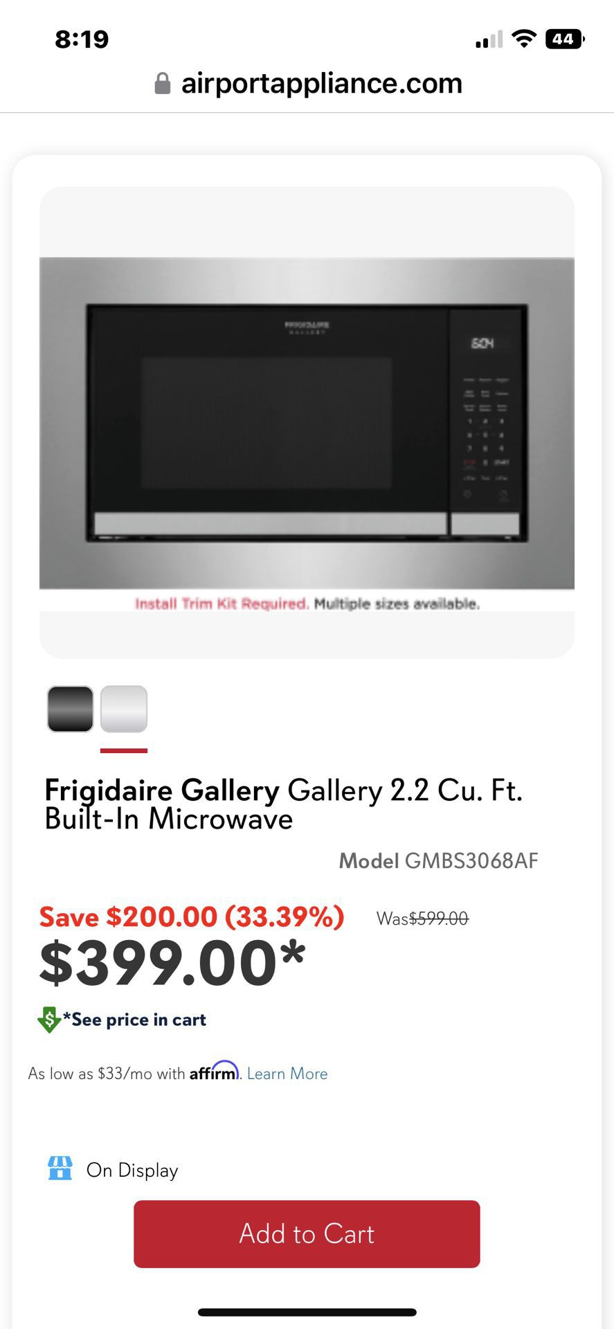 Frigidaire - Gallery 2.2 Cu. ft. Built-in Microwave