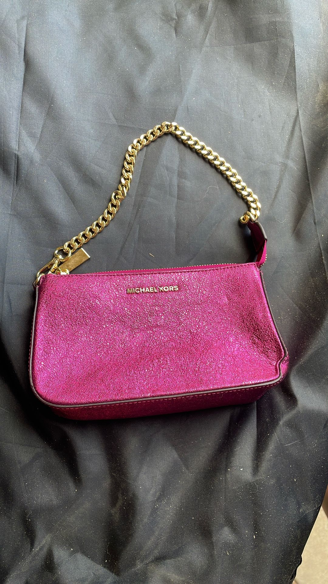 Michael Kors Travel Hot Pink Gold Chain Pochette