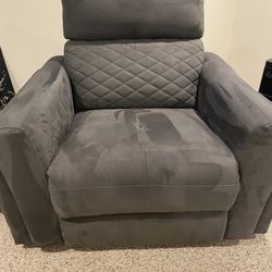 RARELY USED Gray Electric Recliner With USB Ports