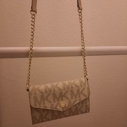 Michael Kors small purse, Aldo red heels, Gucci Perfume