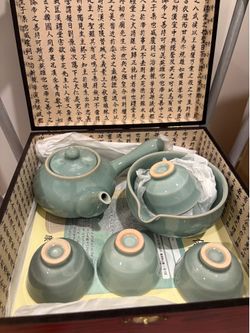 Celadon Ceramic Tea Set with Box