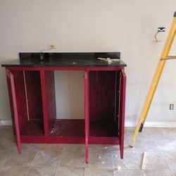 Customized Bar Cabinet With Dark Color Granite Counter Top! 