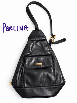 Perlina Black Leather Sling Bag