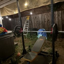 Power Cage Including Ritfit Barbell  And Weights 