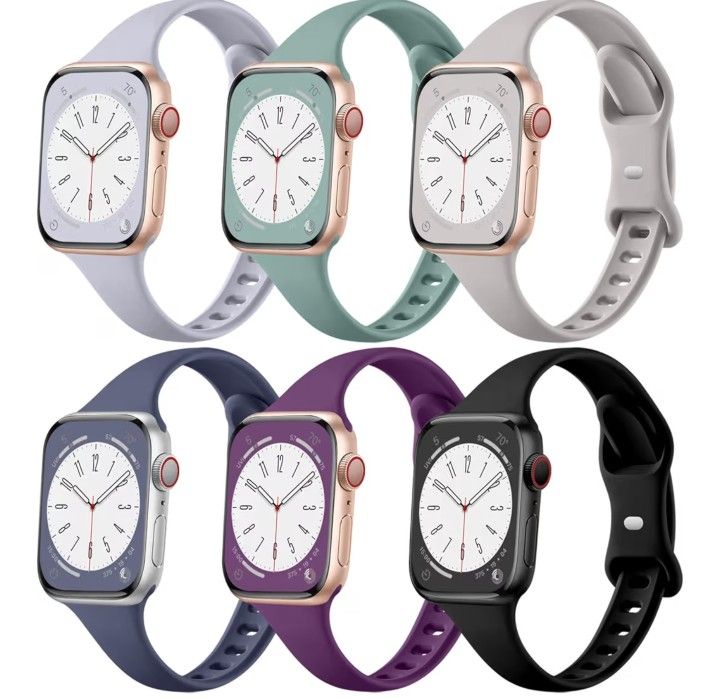 Lerobo 6 Pack Silicone Sport Watch Bands Compatible with Apple Watch