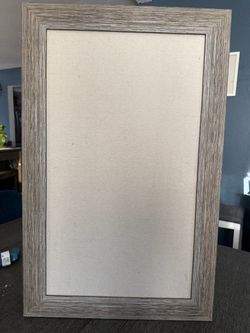 Large Framed Linen Bulletin Board – Distressed Wood Look – Approx. 19” x 30”
